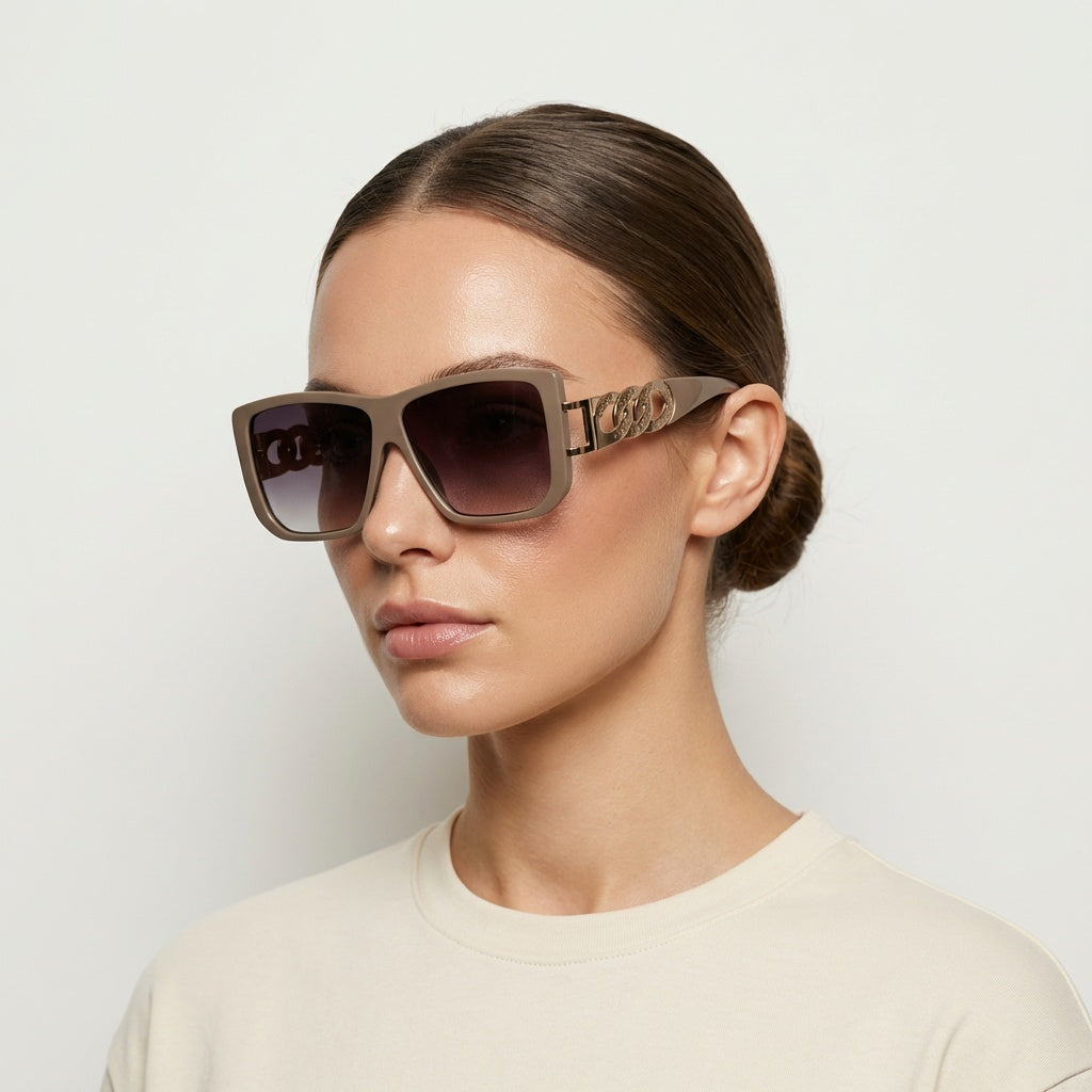 SQUARE LIGHT BLACK SUNGLASSES SUN185 F3133