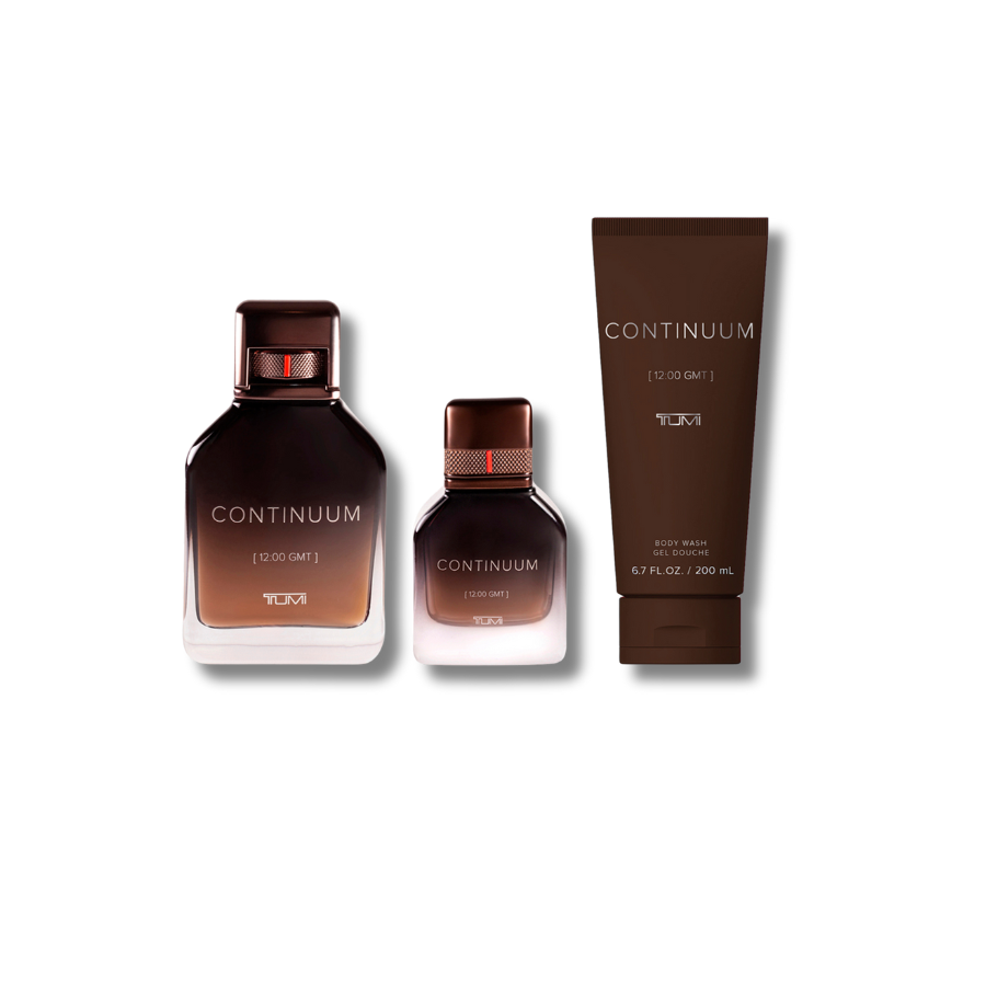 Tumi Continuum Gift Set Eau De Parfum 3.4 & 1.0FL.OZ And Body Wash 6.8FL.OZ For Men