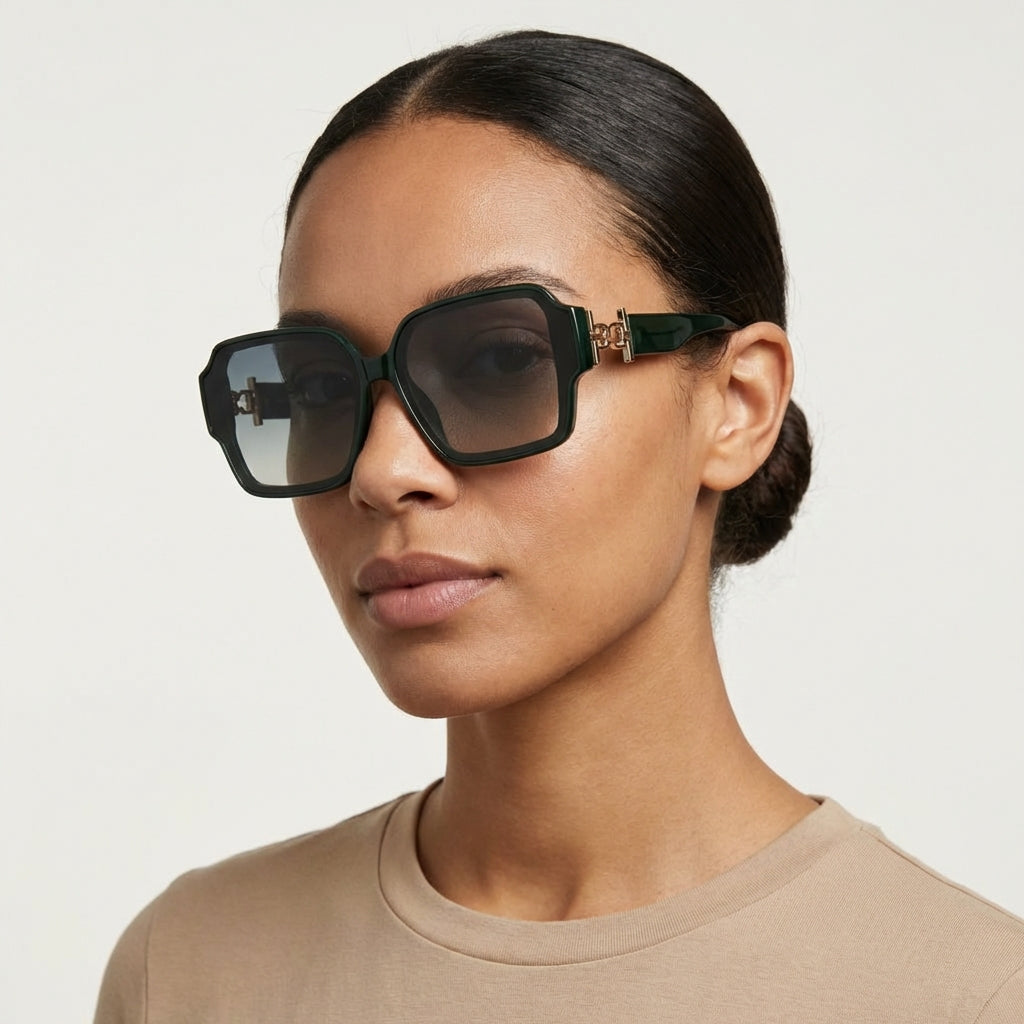 SQUARE GREEN SUNGLASSES SUN103 F3017