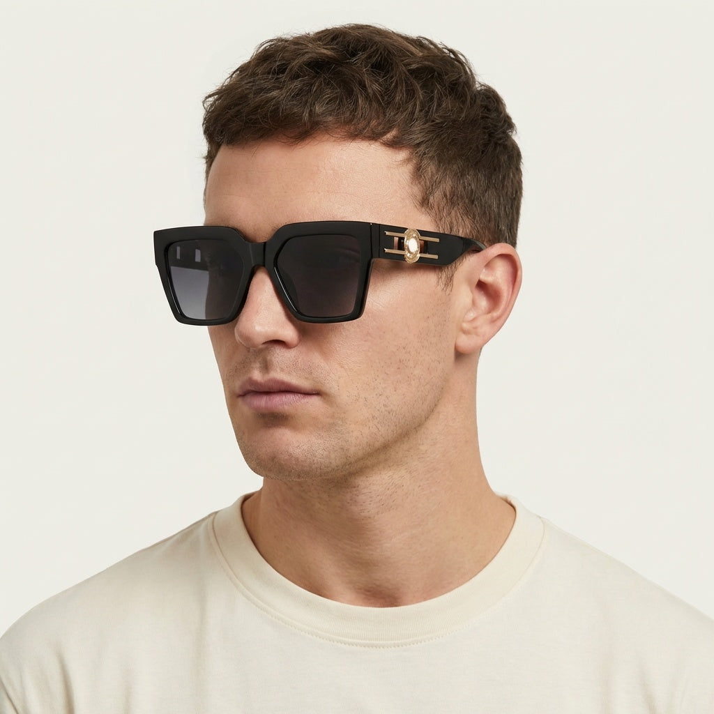 SQUARE BLACK/WHITE SUNGLASSES SUN164 F3028