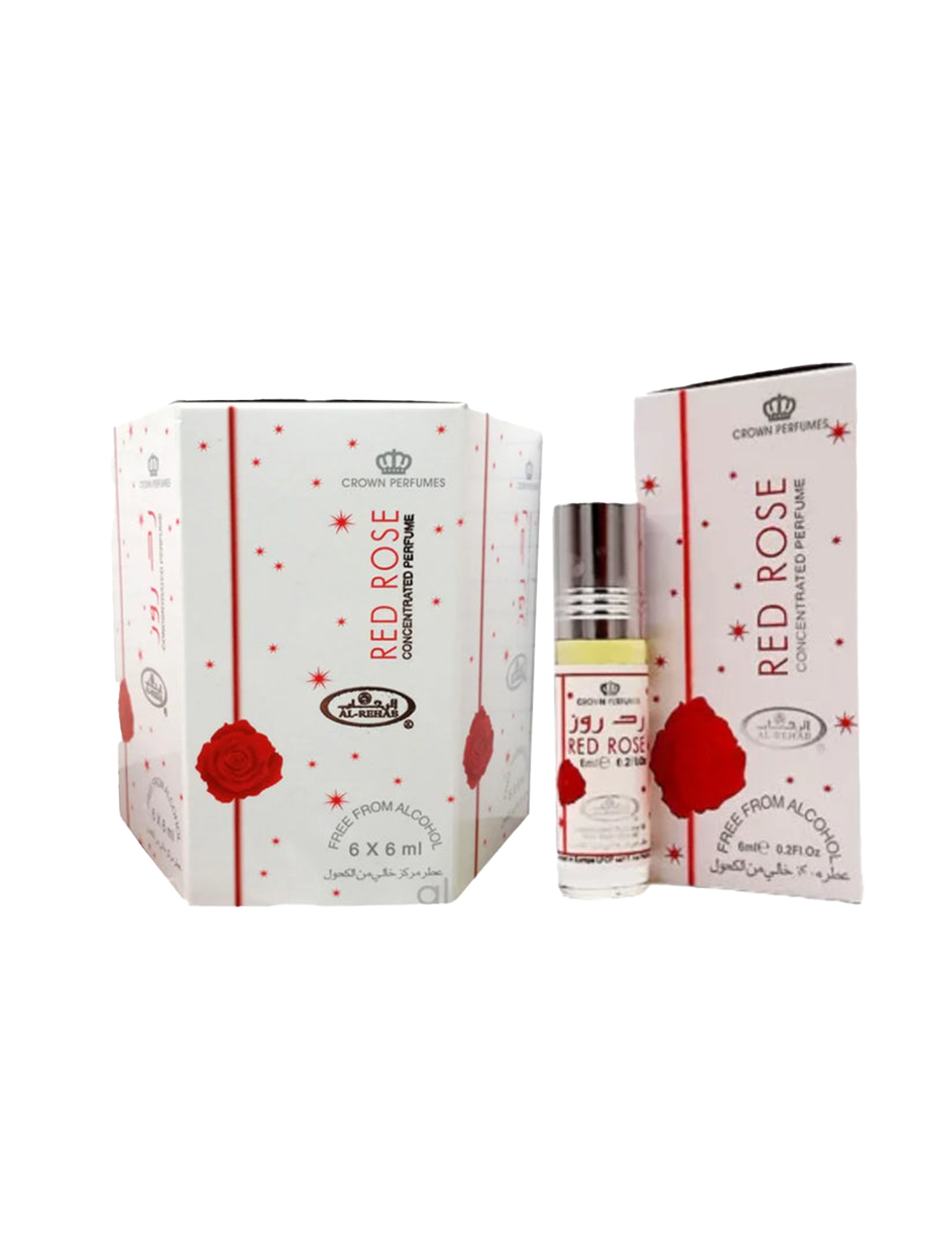 Al Rehab Red Rose Roll On Perfume 6Pcs x 0.2FL.OZ Unisex