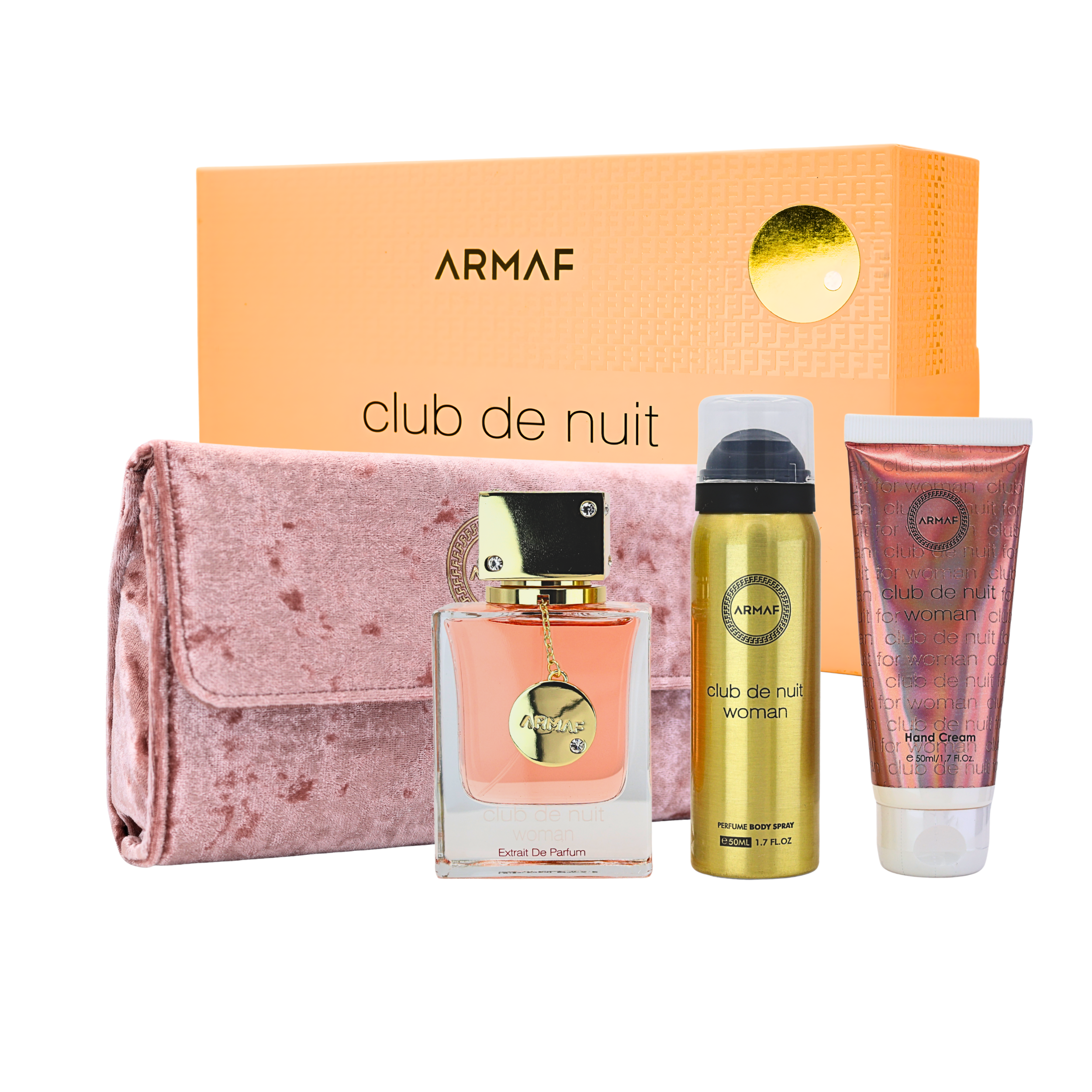 Armaf Club De Nuit Woman 3 Pcs Travel Pack with Pouch 2.3fl.oz Extrai De Parfum, 1.7fl.oz Body Spray