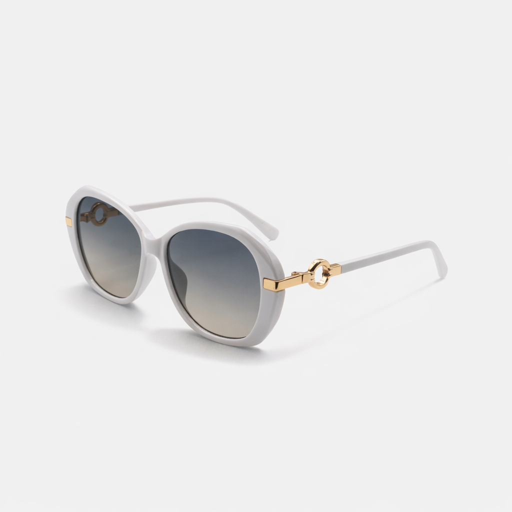 OVAL WHITE SUNGLASSES SUN109 F3036