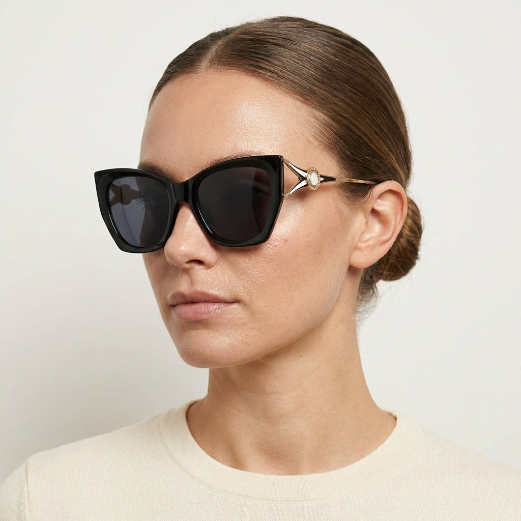 CAT-EYE BLACK SUNGLASSES SUN176 F3007