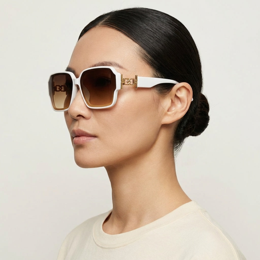 SQUARE WHITE SUNGLASSES SUN104 F3017