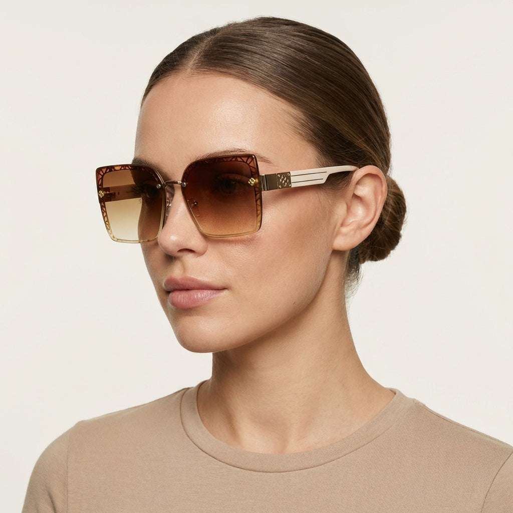 SQUARE OVERSIZED PURPLE ROSE GOLD SUNGLASSES SUN132 J3039